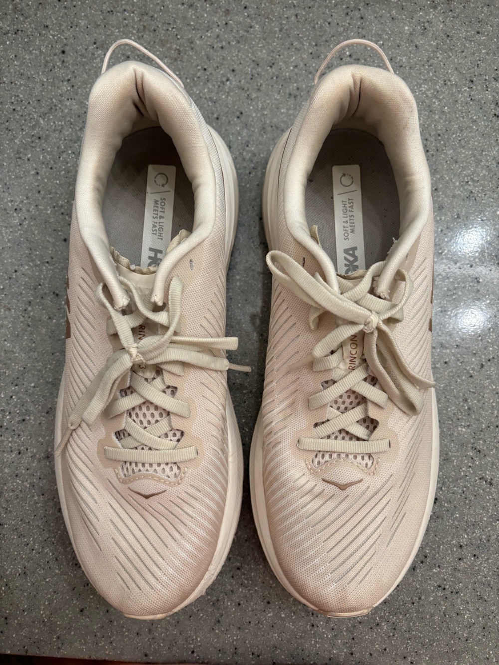 HOKA Women's Running Sneakers in cream color